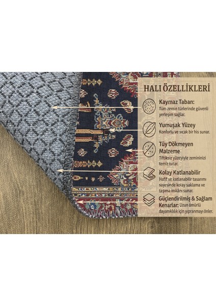 Makinede Yıkanabilir Zürafa Desenli Kırmızı-Lacivert Salon Halısı, Kaymaz Tabanlı Bohem Halı fırsatları