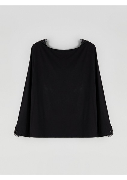 Yeni Sezon Bisiklet Yaka Dantel Detaylı Kadın Pijama Üst fiyatları