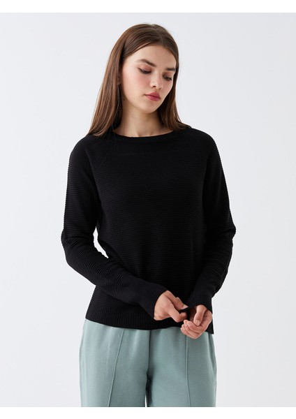 Yeni Sezon Bisiklet Yaka Düz Uzun Kollu Kadın Triko Kazak