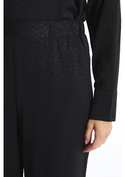 Yeni Sezon Beli Lastikli Desenli Saten Kadın Pantolon modelleri