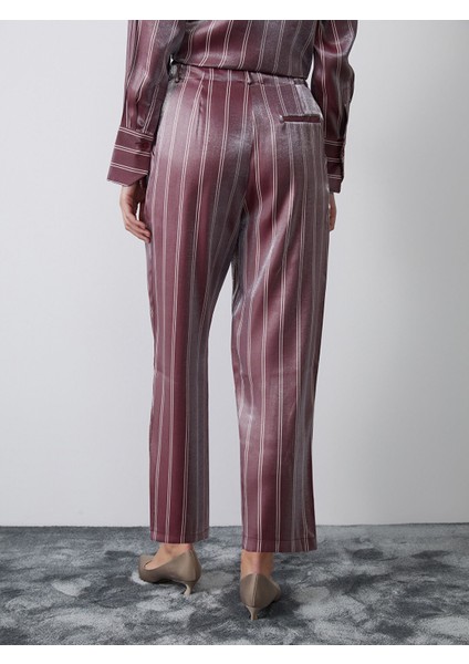 Yeni Sezon Çizgili Saten Kadın Pantolon fırsatları