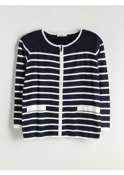 Yeni Sezon Bisiklet Yaka Çizgili Kadın Triko Hırka indirimleri