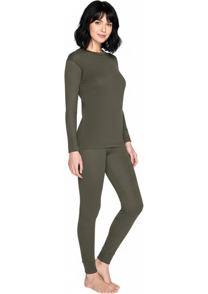 New Heavy Kadın Termal Içlik Set Haki