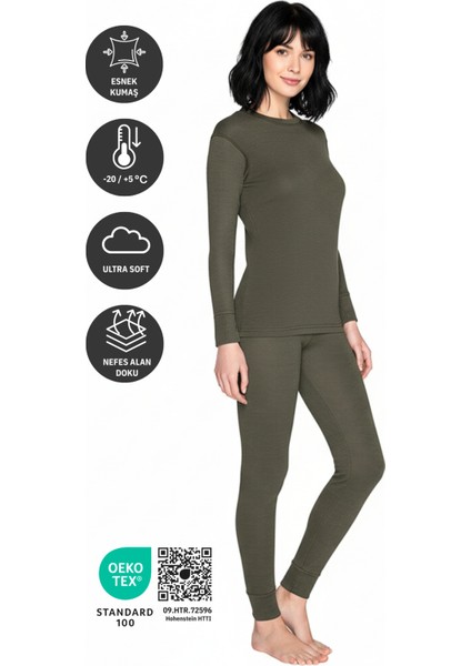 New Heavy Kadın Termal Içlik Set Haki modelleri