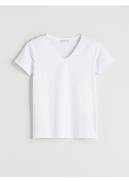 Yeni Sezon Büyük Beden V Yaka Kadın Tişört