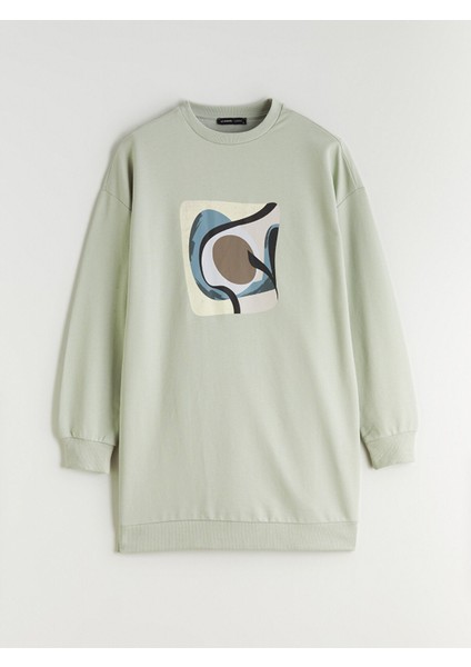 Yeni Sezon Baskılı Oversize Kadın Sweatshirt Tunik