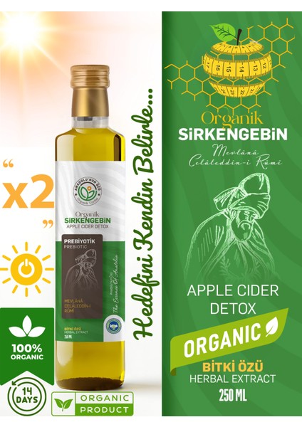 Organik Sirkengebin Detox Sirkesi 250 ml | İbn-i Sina’nın Kadim Formülünden • Elma & Bal Fermente • Katkısız •%50 Sepette