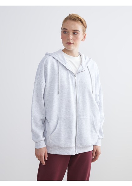 Yeni Sezon Oversize Kadın Kalın Fermuarlı Sweatshirt