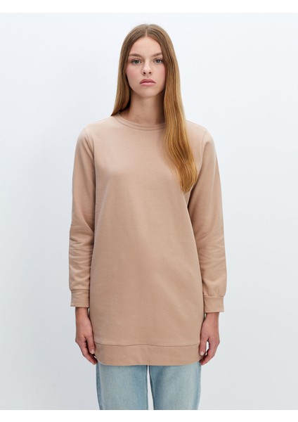 Yeni Sezon Bisiklet Yaka Kadın Kalın Sweatshirt Tunik