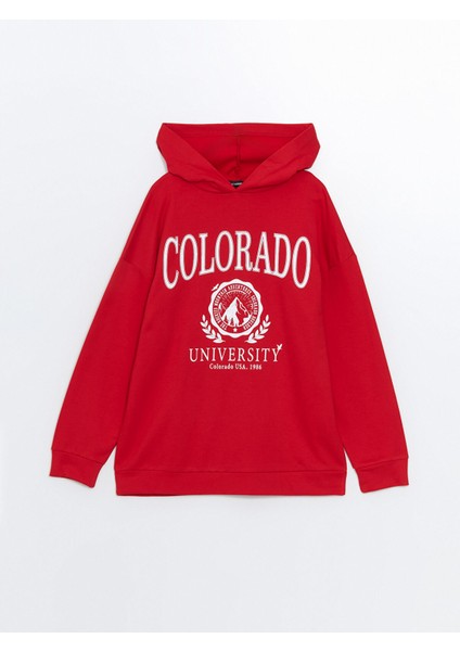 Yeni Sezon Kapüşonlu Baskılı Oversize Kadın Kalın Sweatshirt Tunik indirimleri