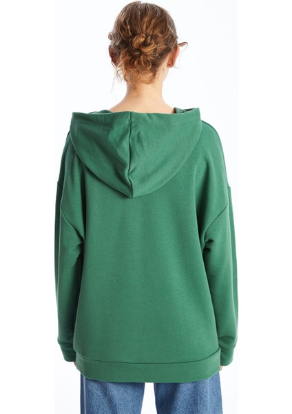 Yeni Sezon Kapüşonlu Baskılı Oversize Kadın Kalın Sweatshirt Tunik fırsatları