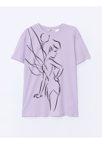 Yeni Sezon Bisiklet Yaka Tinker Bell Baskılı Kadın Tişört indirimleri
