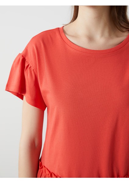 Yeni Sezon Bisiklet Yaka Nakışlı Kadın Tişört modelleri