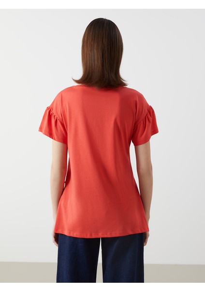 Yeni Sezon Bisiklet Yaka Nakışlı Kadın Tişört fırsatları