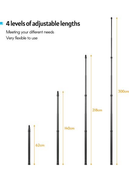 3 Metre/9.8ft Karbon Fiber Selfie Çubuğu Insta 360 (Yurt Dışından) fiyatları