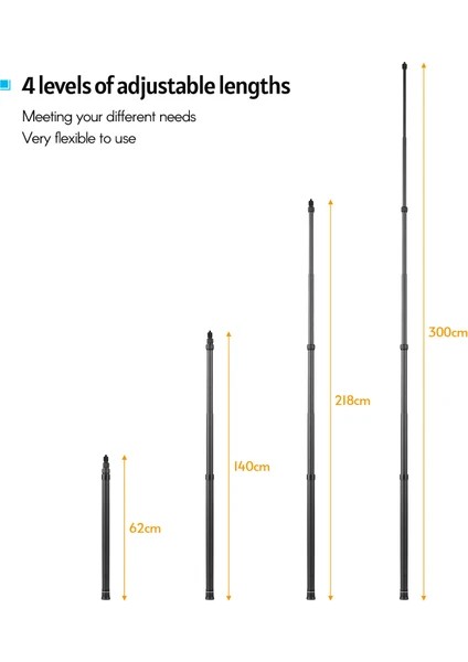 3 Metre/9.8ft Karbon Fiber Selfie Çubuğu Insta 360 (Yurt Dışından)