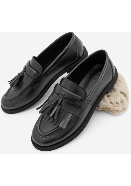 Kadın Loafer Püsküllü Günlük Ayakkabı Petlin Siyah