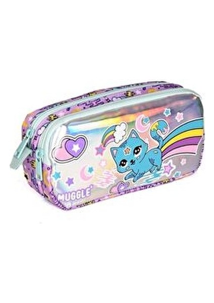 Sweet Cat Okul Sırt Çantası 3'lü Set Mor Renkli Tasarım 40 cm Kapasite
