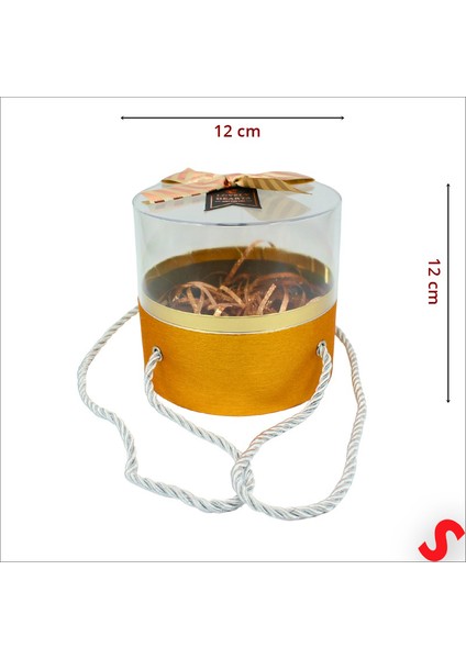Pleksi Kapaklı Fiyonklu ve Dolgulu Karton Kutu, 20CM - Altın fiyatları