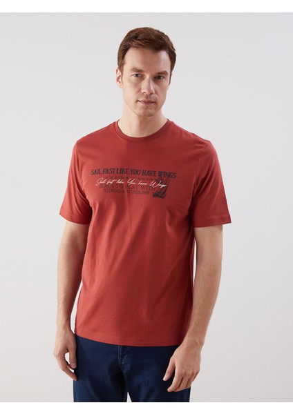 Yeni Sezon Bisiklet Yaka Baskılı Penye Erkek Tişört