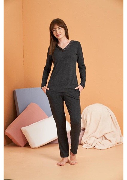 Kadın Antrasit Pijama Takımı 28091