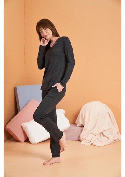 Kadın Antrasit Pijama Takımı 28091 fiyatları