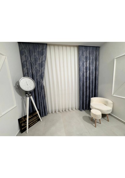 Keten Tül Sezer Çöl Tasarım 1/2,5 Pileli Tül Perde 100 x 275 cm Düz Renkli