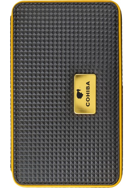 Limitli Üretim Dahili Çakmak Kesici Dijital Nem Ölçerli Siyah Puro Taşıma Çantası - Seyahat Humidoru