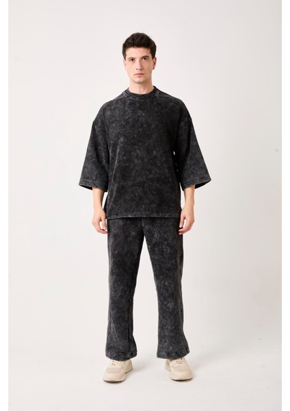 X-4001 Bisiklet Yaka Yıkamalı Üç Iplik Şardonlu Tişört