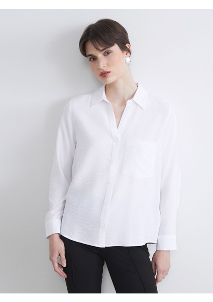 Yeni Sezon Loose Fit Armürlü Kadın Gömlek