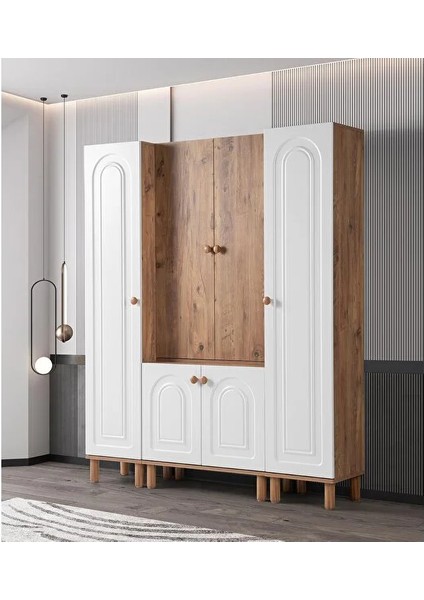 Zakkum 4 Kapaklı Bohem Ayaklı Tasarım Portmanto ve Ayakkabılık