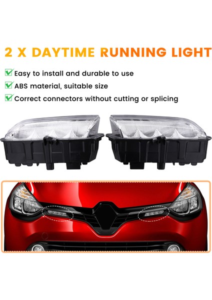 2pcs Araba Gündüz Koşu Işığı -Renault Captur Clio 4 2012-2015 Gündüz Koşu Lambası 266003864R 266059493R (Yurt Dışından) indirimleri