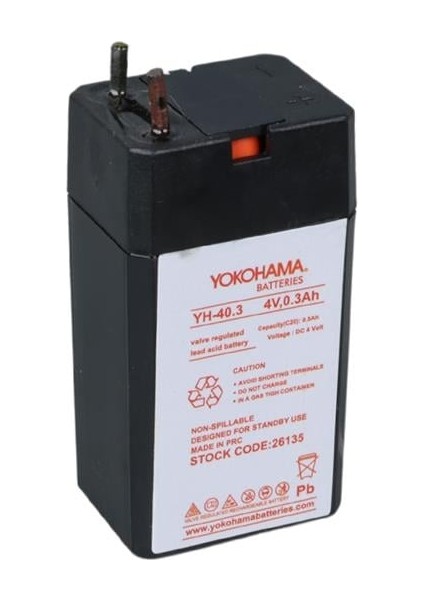 Yokohama Yh-40.3 4 Volt - 0.3 Amper Akü (25.5X19.5X48 Mm)