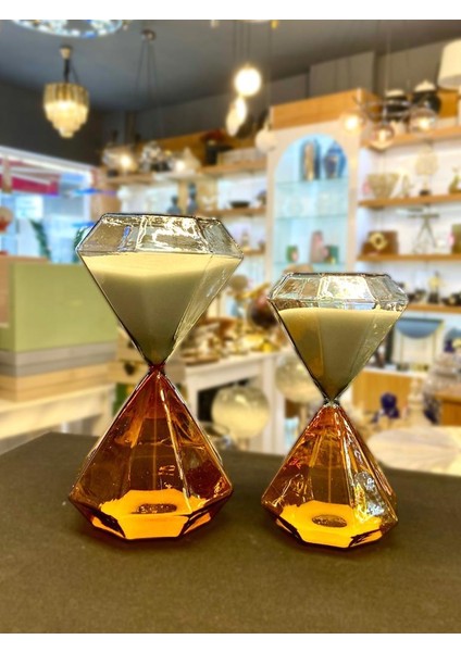 Amber Füme 2'li Kum Saati/dekor