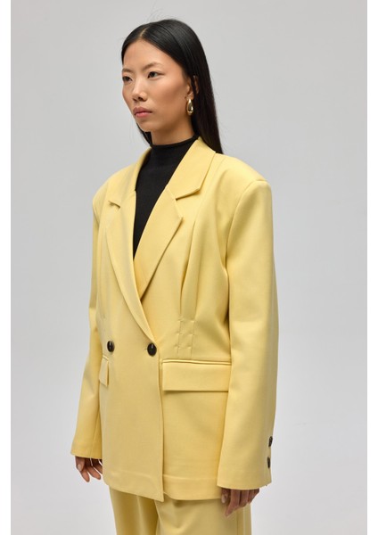 Solvei Pile Detay Sarı Blazer modelleri