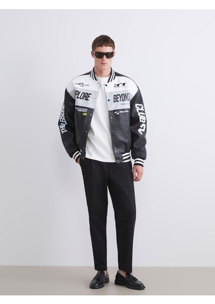 Yeni Sezon Rahat Kalıp Kolej Yaka Logolu Erkek Ceket modelleri