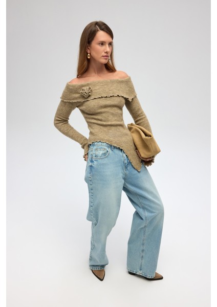 Casica Carmen Yaka Vizon Triko Kazak modelleri