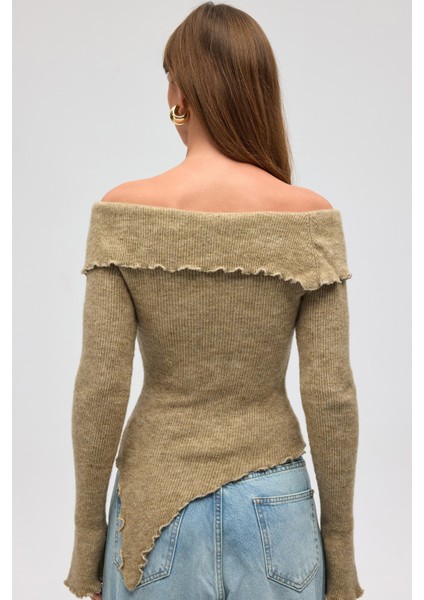 Casica Carmen Yaka Vizon Triko Kazak indirimleri