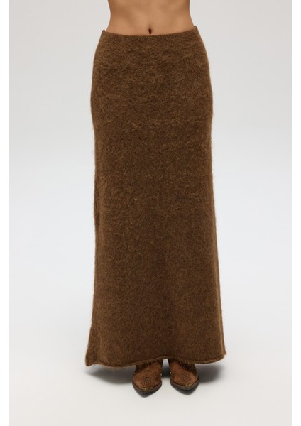 Nivra Açık Kahve Uzun Triko Etek modelleri