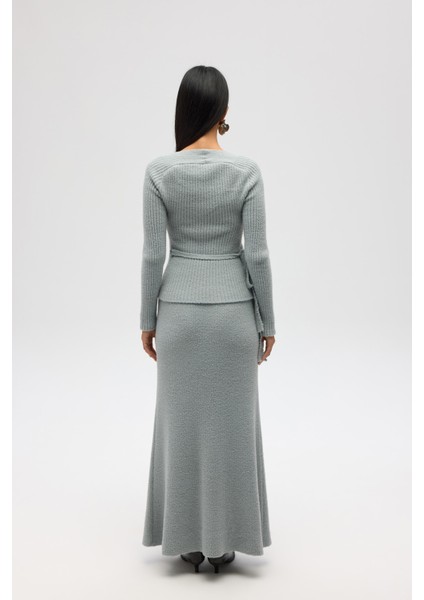 Fluff Bağlamalı Gri Üst-Etek Takım indirimleri