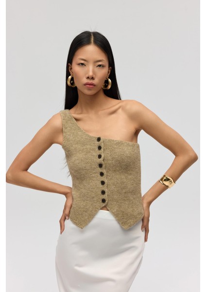 Elvar Tek Omuz Vizon Triko Crop fiyatları