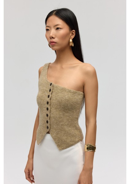 Elvar Tek Omuz Vizon Triko Crop modelleri