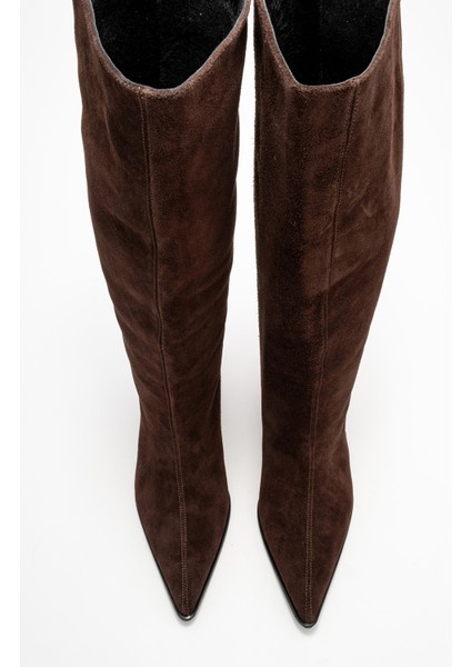 Sıora Kahverengi Süet Hakiki Deri Kadın Kısa Topuklu Çizme fiyatları