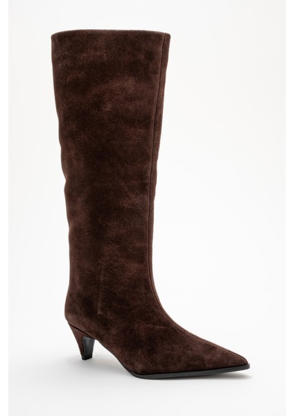 Sıora Kahverengi Süet Hakiki Deri Kadın Kısa Topuklu Çizme modelleri