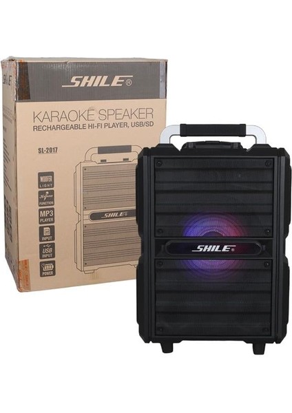 Shile SL-2017 50 Watt Taşınabilir Seyyar Aktif Amfi Hoparlör Kablosuz El + Yaka Mikrofonlu Usb+Sd+Bt Kumandalı indirimleri