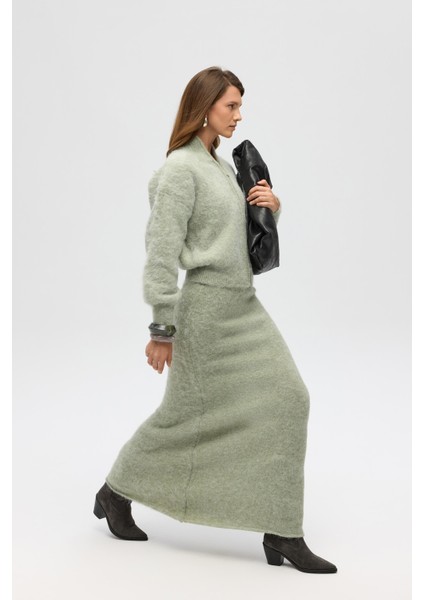 Nivra Yeşil Uzun Triko Etek