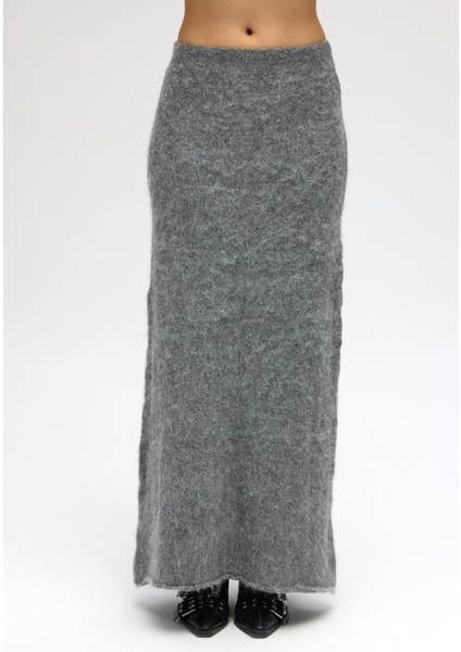 Nivra Gri Uzun Triko Etek modelleri
