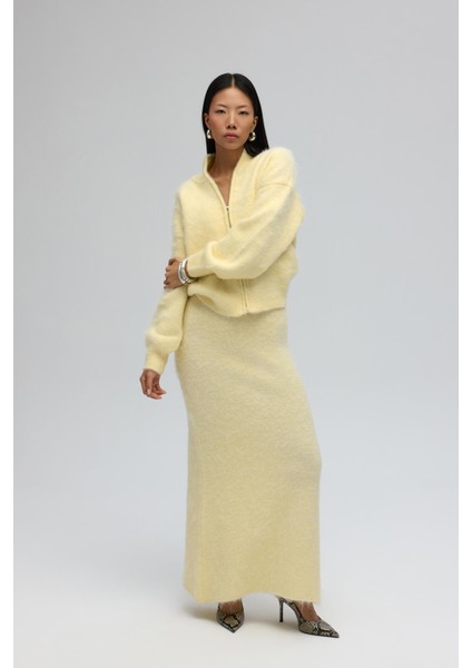 Nivra Sarı Uzun Triko Etek