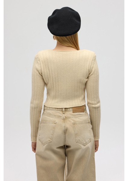 Isador Vatkalı Bej Crop Triko Hırka indirimleri