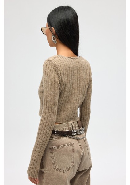 Isador Vatkalı Vizon Crop Triko Hırka fırsatları